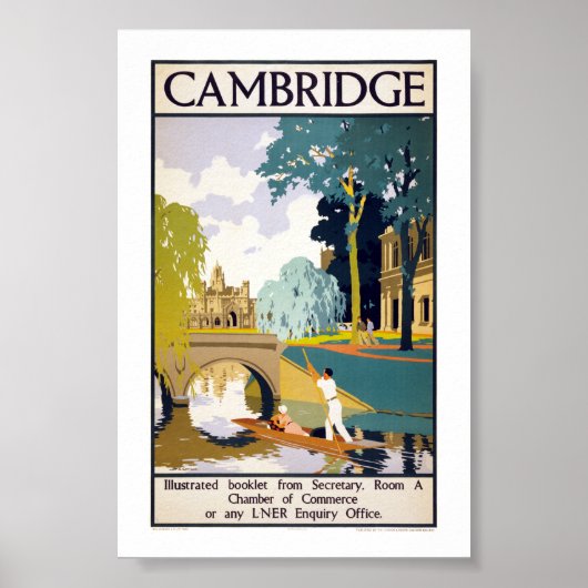 Affiche de voyage ancienne de Cambridge restaurée (Devant)