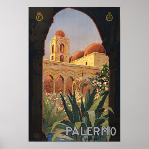 Affiche de voyage ancienne de Palerme Italie