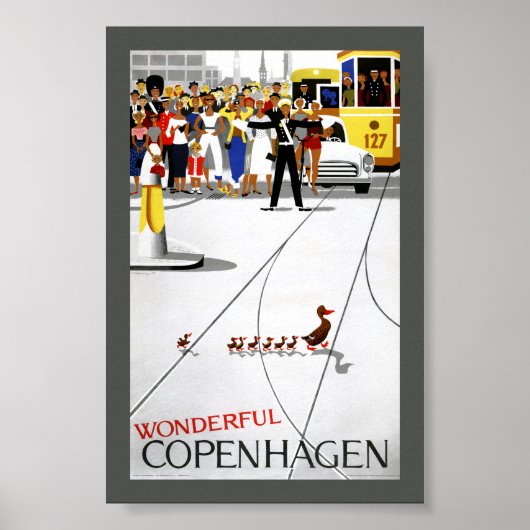 Affiche de voyage ancienne restaurée de Copenhague (Devant)