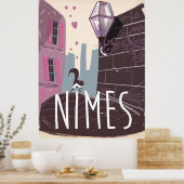 Affiche de voyage animée de Nîmes France (Cuisine)