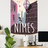 Affiche de voyage animée de Nîmes France (Bureau à domicile)
