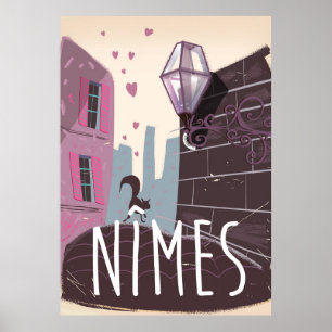 Affiche de voyage animée de Nîmes France