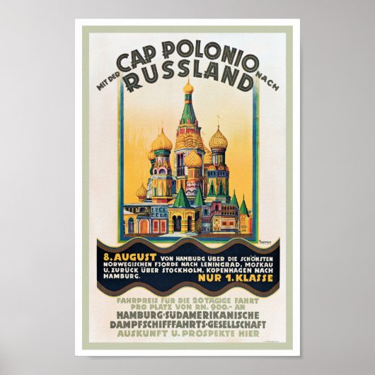 Affiche de voyage années 30 Allemagne vers Russie  (Devant)