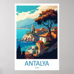Affiche de voyage Antalya Turquie Vintage Ski Nati