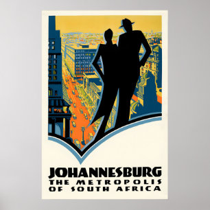 Affiche de voyage Art Déco de Johannesburg Afrique