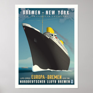 Affiche de voyage Art déco SS Europa