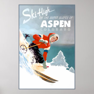 Affiche de voyage Aspen Colorado Montagnes Rocheus