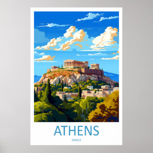Affiche de voyage Athènes Grèce Vintage Ski Nation
