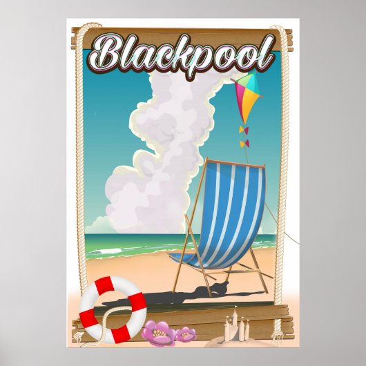 Affiche de voyage au bord de la mer à Blackpool (Devant)
