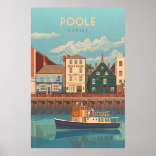 Affiche de voyage au bord de la mer à Poole Dorset