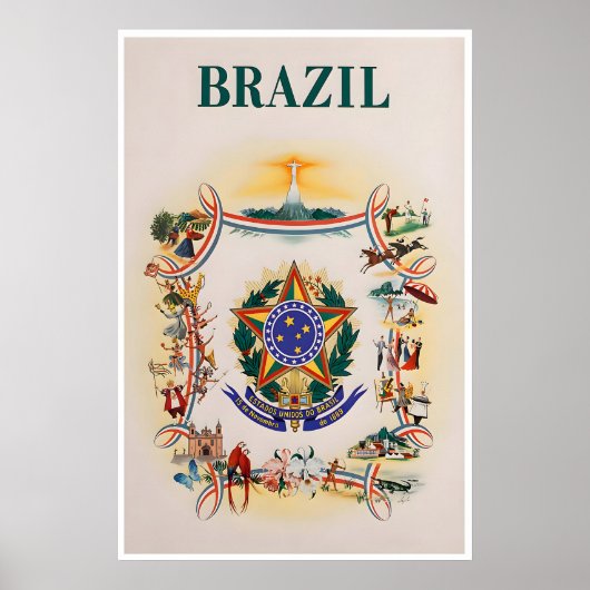 Affiche de voyage au Brésil Impression brésilienne (Devant)