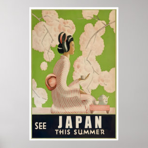 Affiche de voyage au Japon Art japonais Maison asi