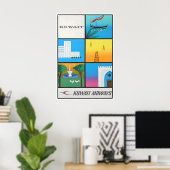 Affiche de voyage au Koweït Impression de ligne aé (Bureau à domicile)