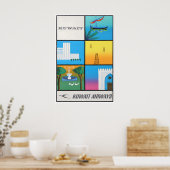 Affiche de voyage au Koweït Impression de ligne aé (Cuisine)