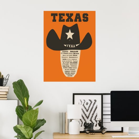 Affiche de voyage au Texas (Bureau à domicile)