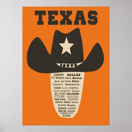 Affiche de voyage au Texas (Devant)