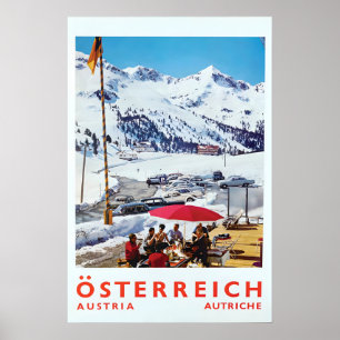Affiche de voyage Autriche Ski Sports d'hiver Alm 