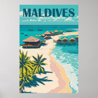 Affiche de voyage aux Maldives
