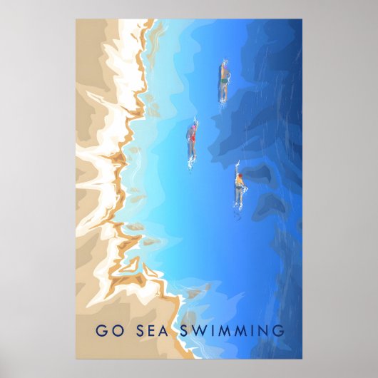 Affiche de voyage Baignade en mer (Devant)