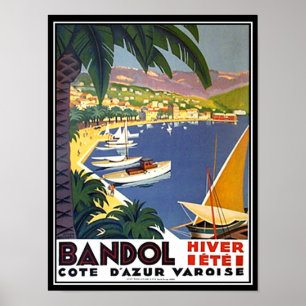 Affiche de voyage Bandol Côte d'Azur France