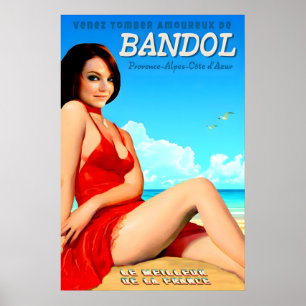 Affiche de voyage Bandol Côte d'Azur France