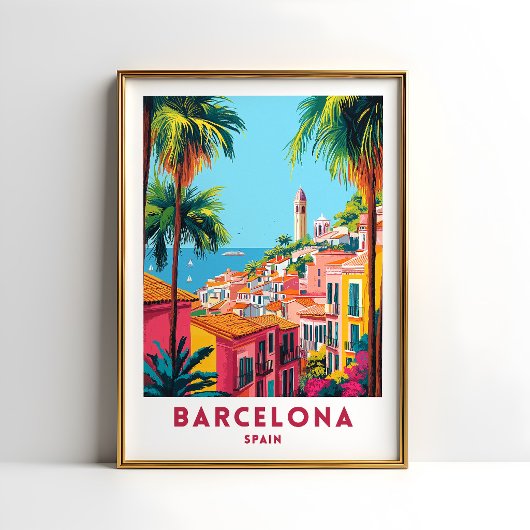 Affiche de voyage Barcelone Espagne décoration mur