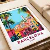 Affiche de voyage Barcelone Espagne décoration mur