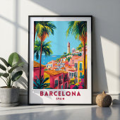 Affiche de voyage Barcelone Espagne décoration mur