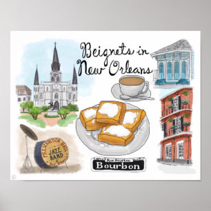 Affiche de voyage : Beignets en Nouvelle-Orléans
