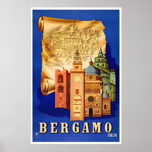 Affiche de voyage Bergame Italie Art italien