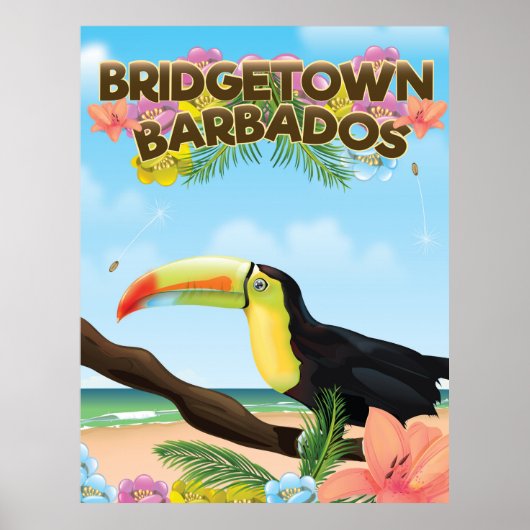 Affiche de voyage Bridgetown Barbade Toucan (Devant)