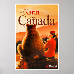Affiche de voyage Canada Martinair Art Hôtesse de 