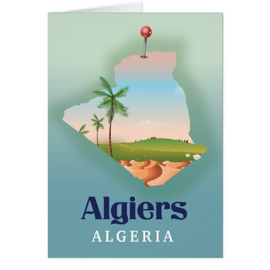 Affiche de voyage carte algérienne Alger (Devant)