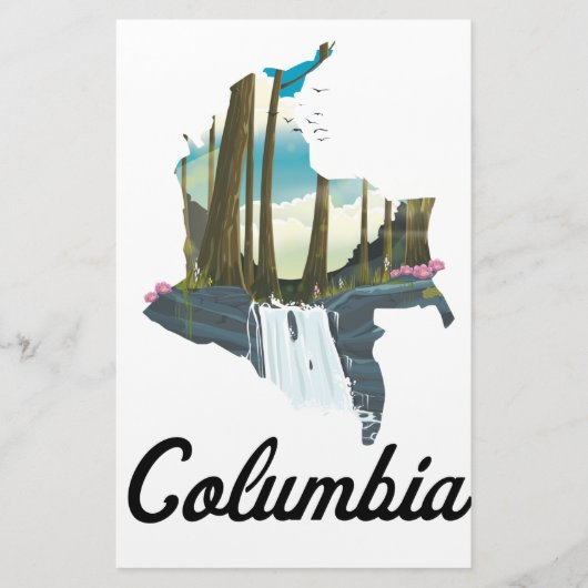Affiche de voyage carte Colombie (Devant)
