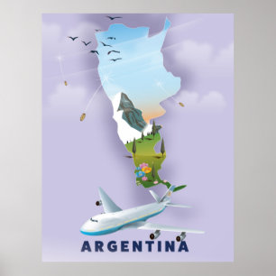 Affiche de voyage carte d'Argentine