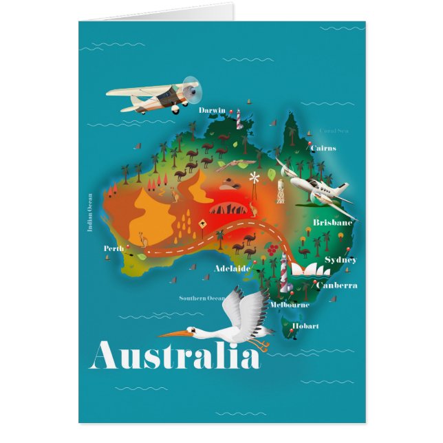 Affiche de voyage carte d'Australie (Devant)
