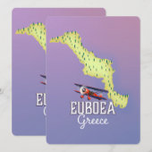 Affiche de voyage carte de Grèce Eubée (Devant / Derrière)