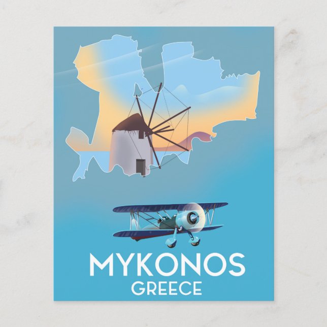 Affiche de voyage carte de Mykonos Grèce (Devant)