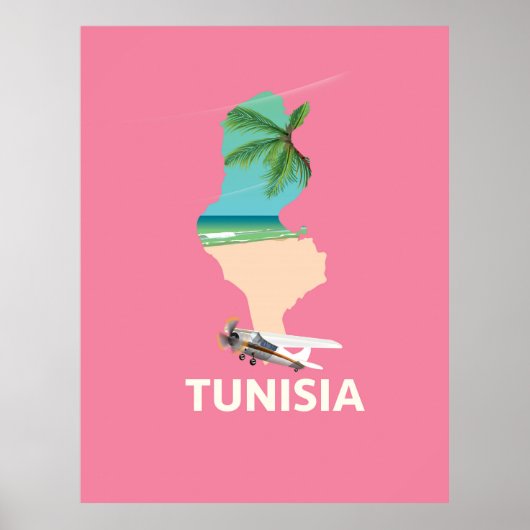 Affiche de voyage carte de Tunisie (Devant)