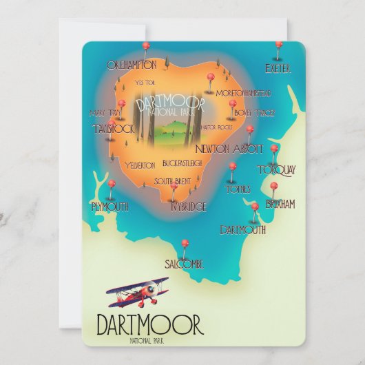 Affiche de voyage carte du parc national de Dartmo (Devant)