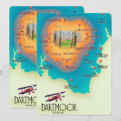 Affiche de voyage carte du parc national de Dartmo (Devant / Derrière)