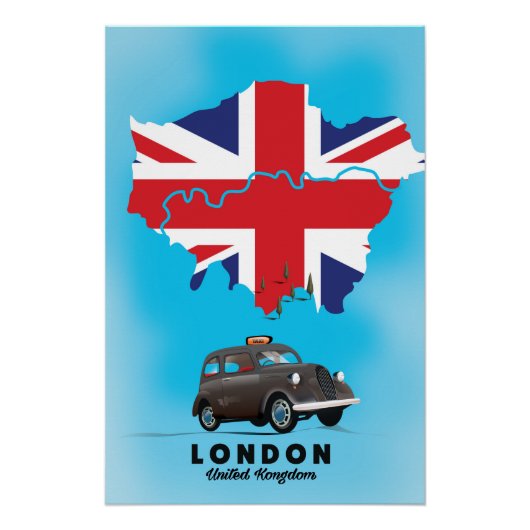 Affiche de voyage carte illustrée de Londres (Devant)