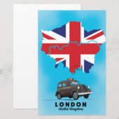 Affiche de voyage carte illustrée de Londres (Devant / Derrière)