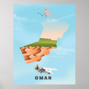 Affiche de voyage carte illustrée d'Oman