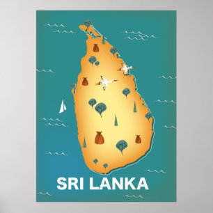 Affiche de voyage carte Sri Lanka