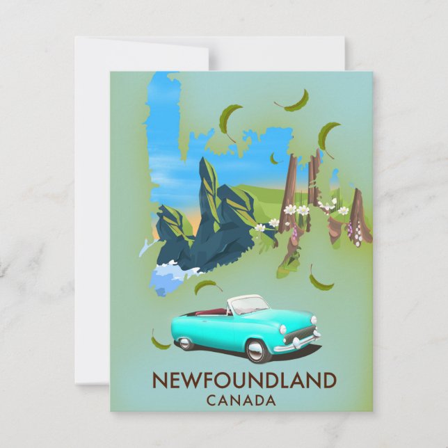 Affiche de voyage carte Terre-Neuve Canada (Devant)