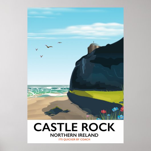 affiche de voyage castle rock irlande du nord. (Devant)