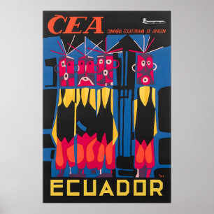 Affiche de voyage CEA d'art sud-américain Impressi