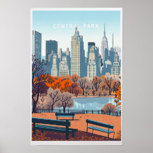 Affiche de voyage Central Park New York - Ville de