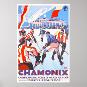 Affiche de voyage Chamonix Art de hockey sur glace